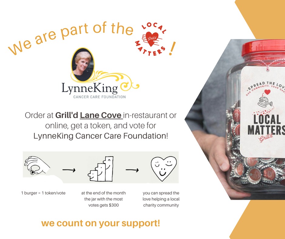 Order at Grill'd Lane Cove in-restaurant or online, get a token, and vote for LynneKing Cancer Care Foundation!